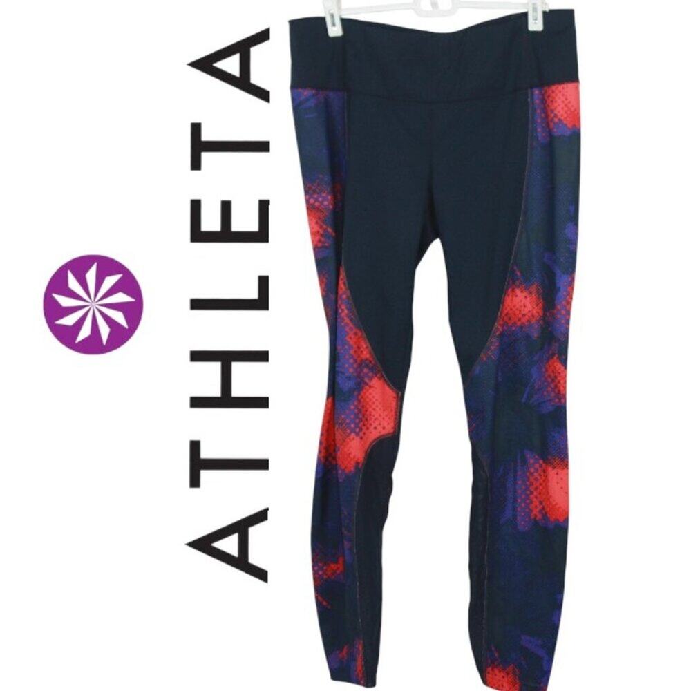 Athleta Navy Leggings with Abstract Print Size Large